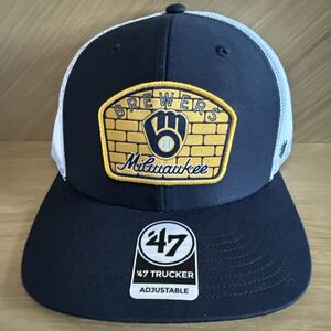 Milwaukee Brewers Hat Navy 47 Trucker Snapback MLB Region Patch Cap Mens New NWT